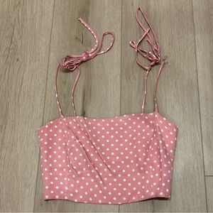 Pink polka dot crop top